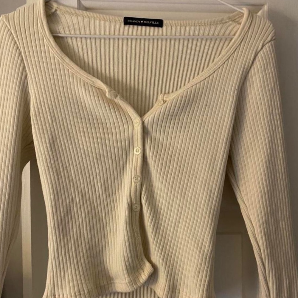Brandy Melville Cream Zella ribbed Sweater